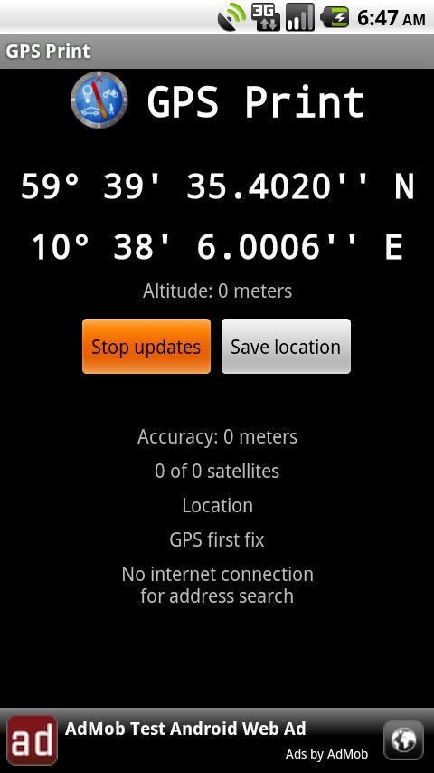 GPS Print Android Reference