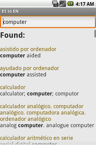 Spanish to English Android Reference