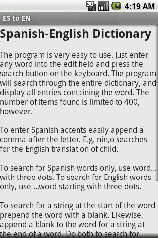 Spanish to English Android Reference