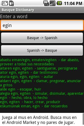 Basque Dictionary Android Reference