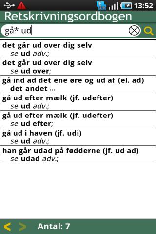 Retskrivningsordbogen 2001. Android Reference