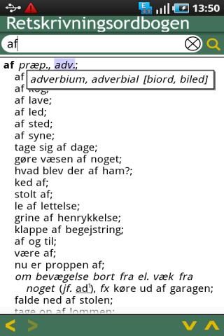 Retskrivningsordbogen 2001. Android Reference