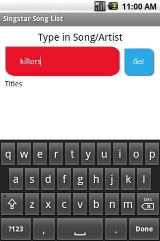 SingStar Song List Android Reference