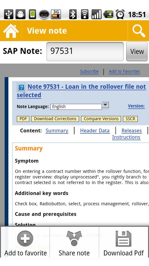 SAP Support Note Viewer Android Reference
