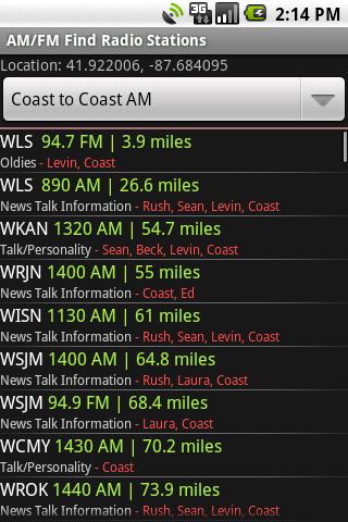 AM/FM Find Radio Stations Android Reference