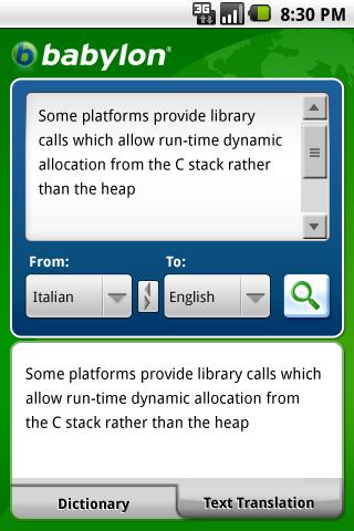 Babylon2Go Translation Android Reference