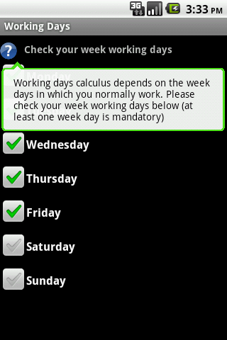 Working days Android Productivity