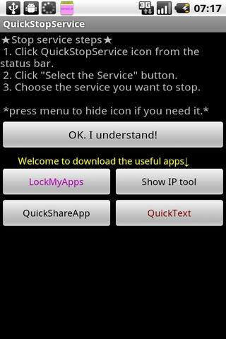 Quick Stop Service Android Productivity