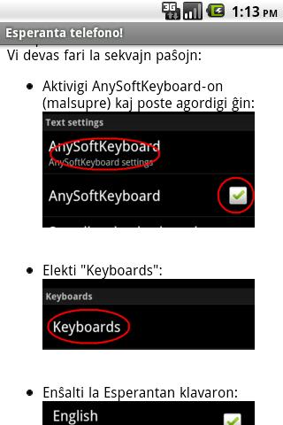 Esperanto en la telefono! Android Productivity