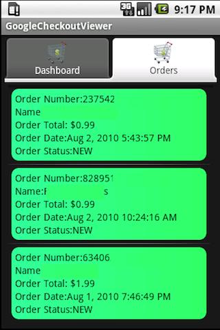 Google Checkout Viewer Android Productivity