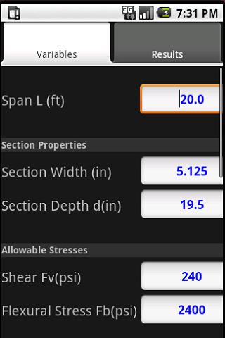 Wood Beam Sizing App Android Productivity