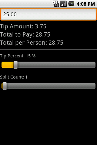 Tip Calc Slider Android Productivity