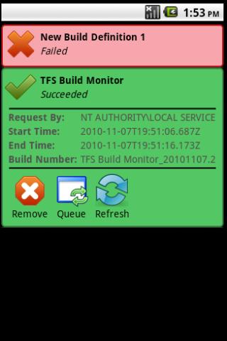 TFS 2010 Build Monitor Android Productivity