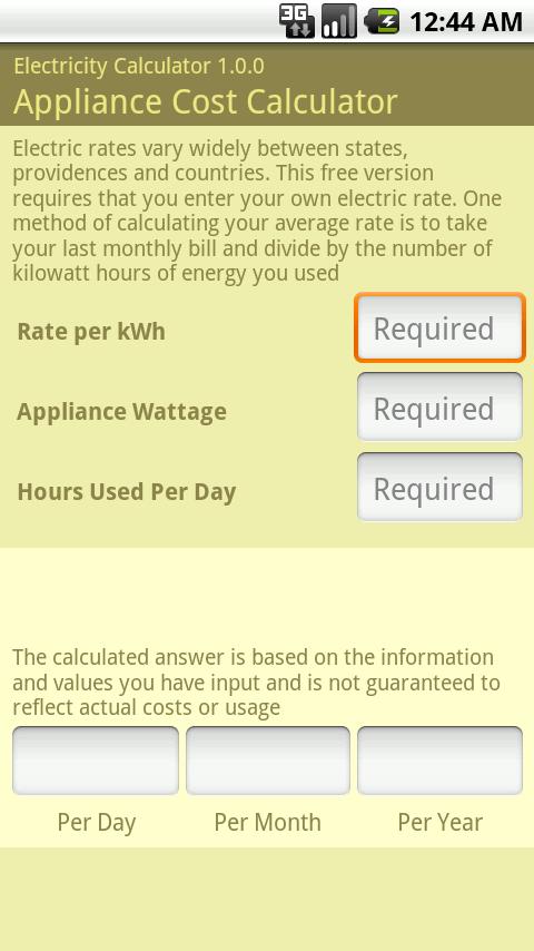 Electricity Calculator Android Productivity