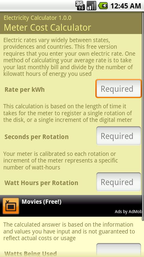 Electricity Calculator Android Productivity