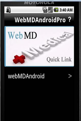 WebMDPro Android Quick LInk Android Health