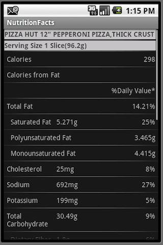 Nutrition Facts Android Health