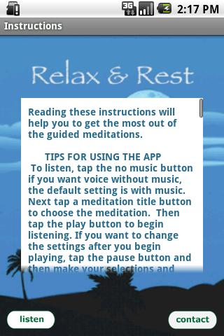 Relax and Rest Meditations Android Health