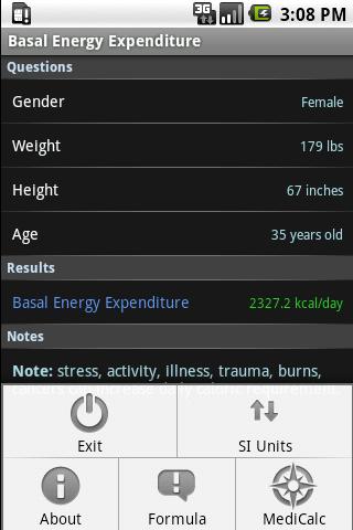 Basal Energy Expenditure Android Health