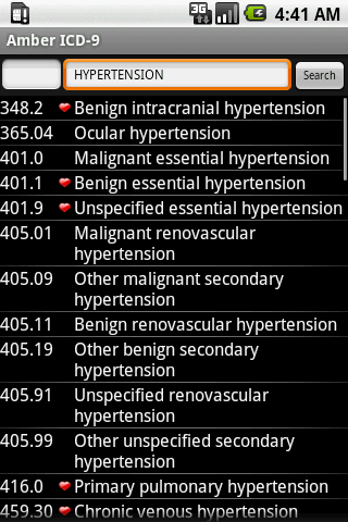 Amber ICD-9 Android Health