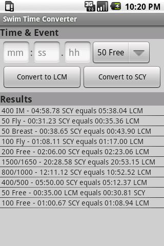 Swim Time Converter Android Health