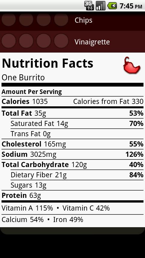 Chipotle Nutrition Calc Android Health