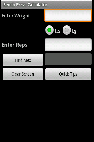 Max Bench Press Calculator Android Health & Fitness