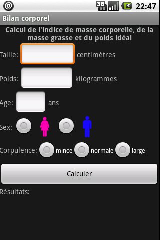 Bilan corporel (avec pub) Android Health