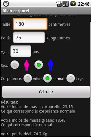 Bilan corporel (avec pub) Android Health