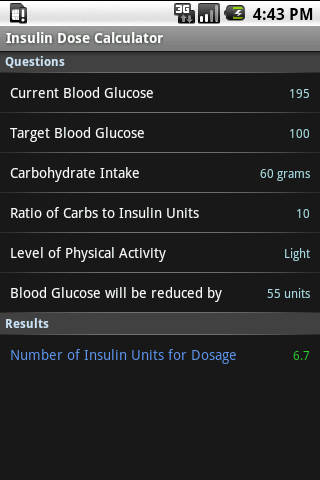 Insulin Dose Calculator Android Health