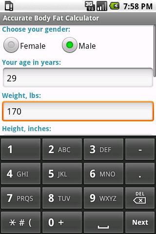 Accurate Body Fat Calculator Android Health & Fitness
