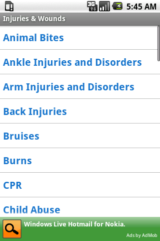 Injuries & Wounds Android Health