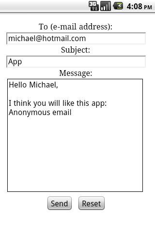 Anonymous email Android Social