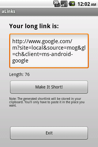 aLink – link shortener Android Social