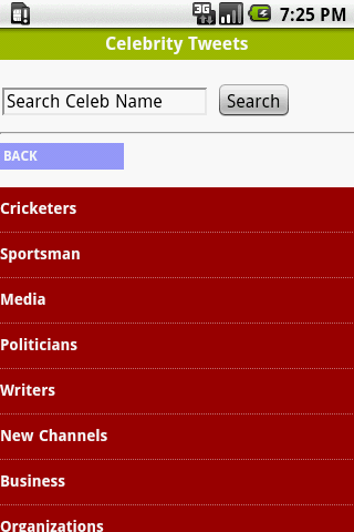 Celebrity Tweets Android Social