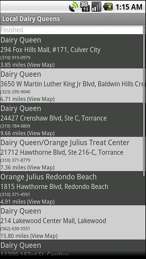 Local Dairy Queen Android Shopping