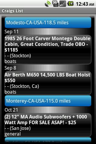 CraigsList Events Consolidator Android Shopping