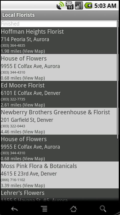 Local Florists Android Shopping
