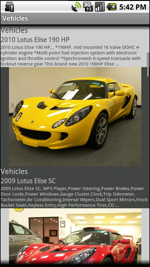 Vehicle Search Android Shopping