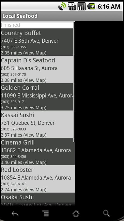 Local Seafood Restaurants Android Shopping