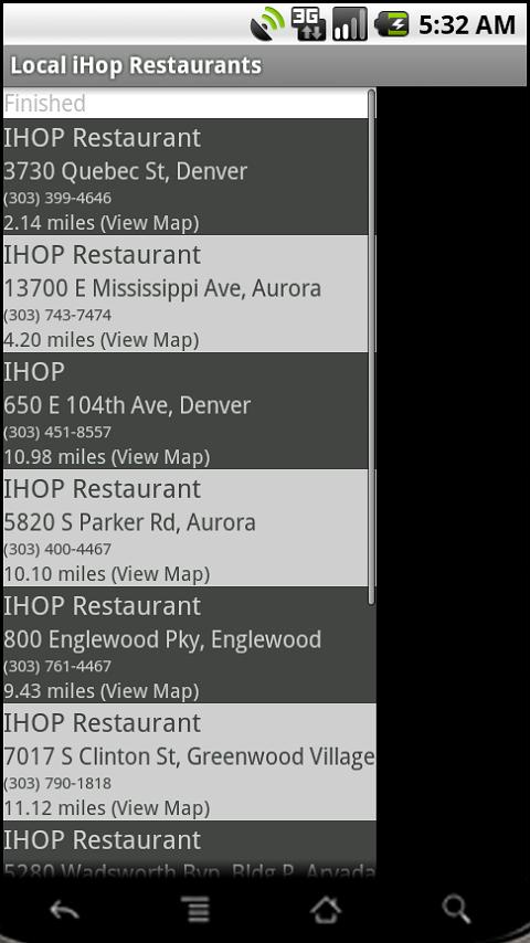 Local iHop Android Shopping