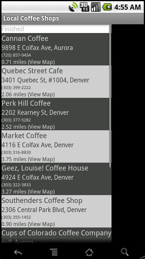 Local Coffee Shops Android Shopping