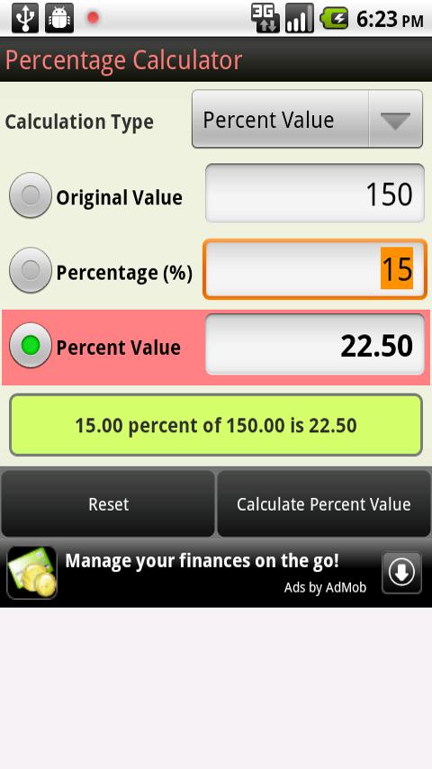 Percentage Calculator Android Shopping