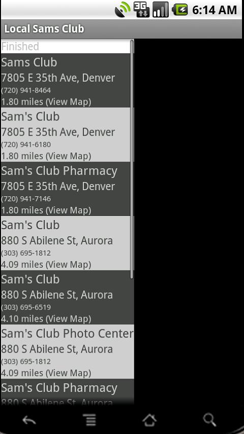 Local Sams Club Android Shopping