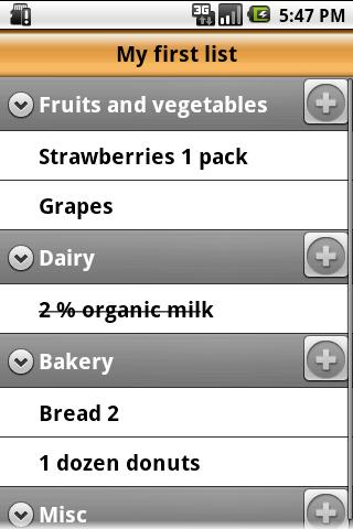 Voice Grocery List Android Shopping