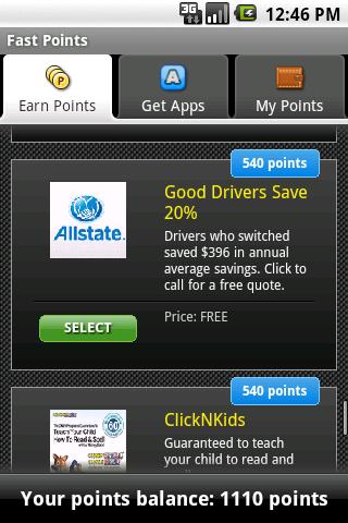 Fast Points Android Shopping