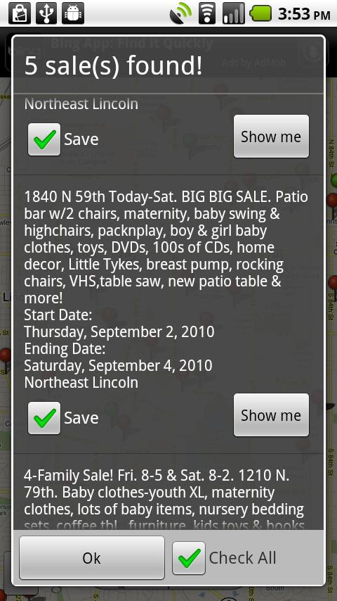 Garage Sales, Lincoln NE Android Shopping