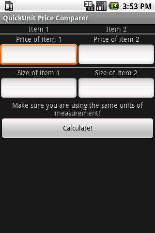 QuickUnit Price Comparer Android Shopping