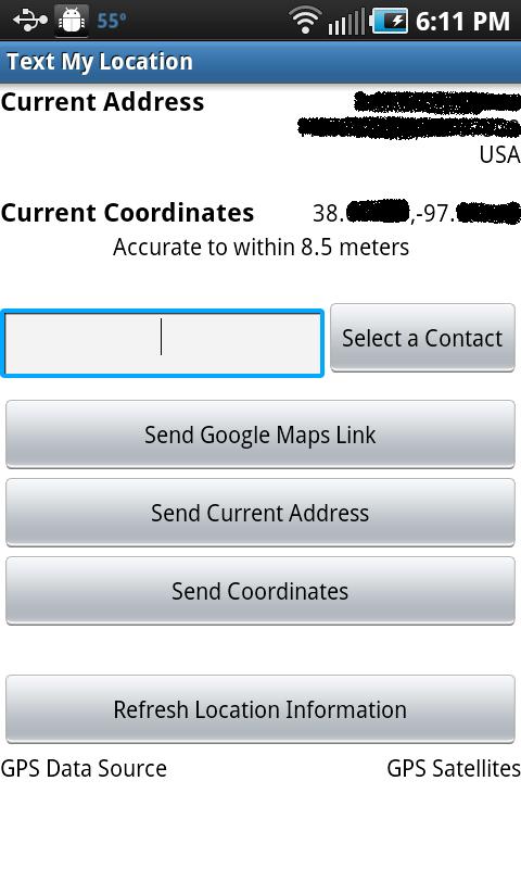 Text My Location Android Communication
