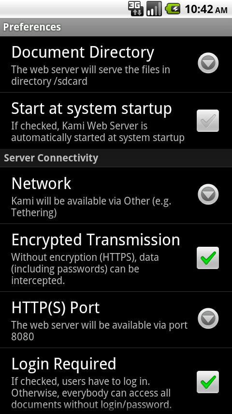 Kami Webserver-Remote Access Android Communication